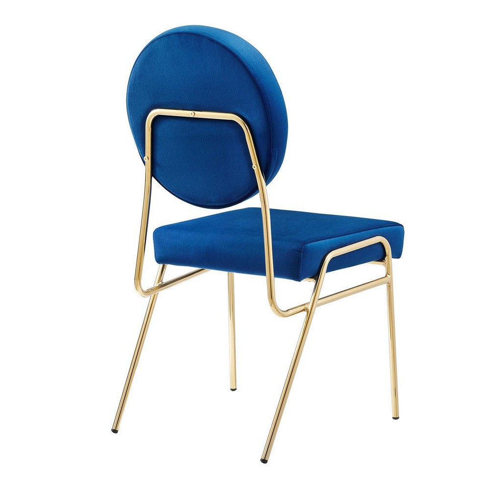 Modway Craft Performance Velvet Upholstered Side Dining Chair in Gold Navy MDY-EEI-6252-GLD-NAV