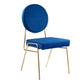 Modway Craft Performance Velvet Upholstered Side Dining Chair in Gold Navy