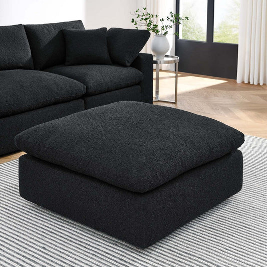 Modway Modular Sofa Commix Down Filled Overstuffed Boucle Fabric Ottoman, Black