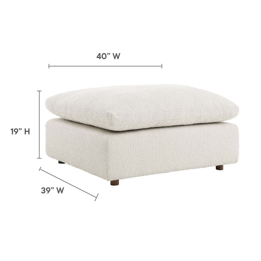 Commix Down Filled Overstuffed Boucle Fabric Ottoman  - No Shipping Charges