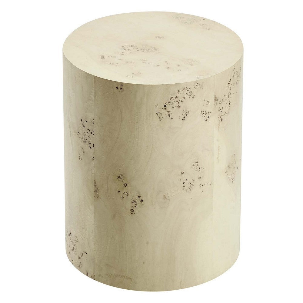 Cosmos 16" Round Burl Wood Side Table - No Shipping Charges