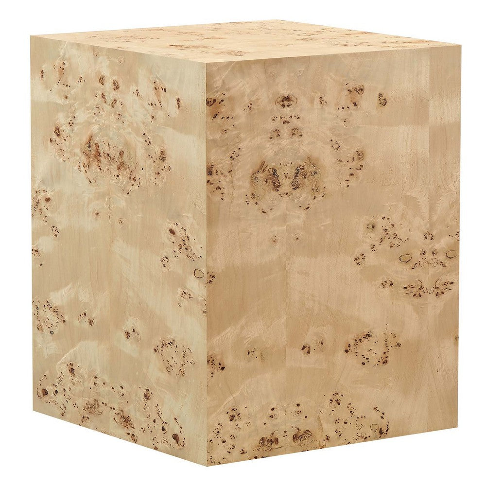 Cosmos 16" Square Burl Wood Side Table - No Shipping Charges