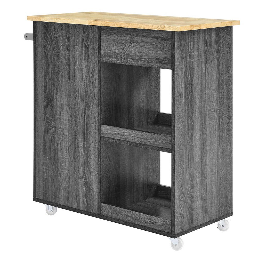 Culinary Kitchen Cart With Towel Bar by Modway| Brown