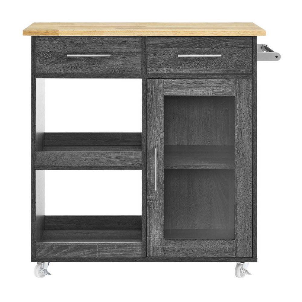 Culinary Kitchen Cart With Towel Bar by Modway| Brown