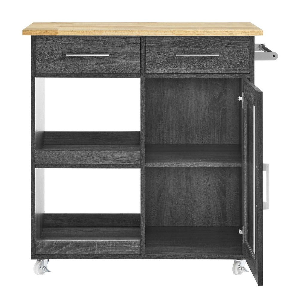 Culinary Kitchen Cart With Towel Bar by Modway| Brown