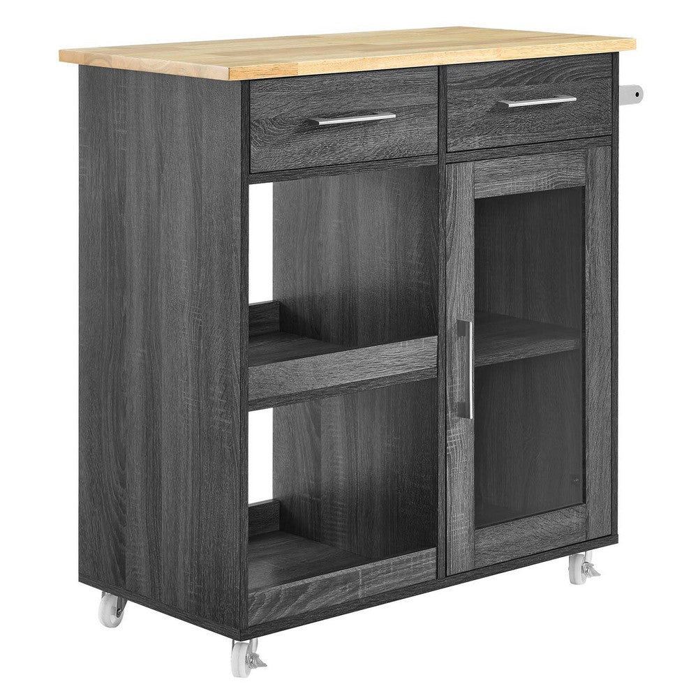 Culinary Kitchen Cart With Towel Bar by Modway| Brown