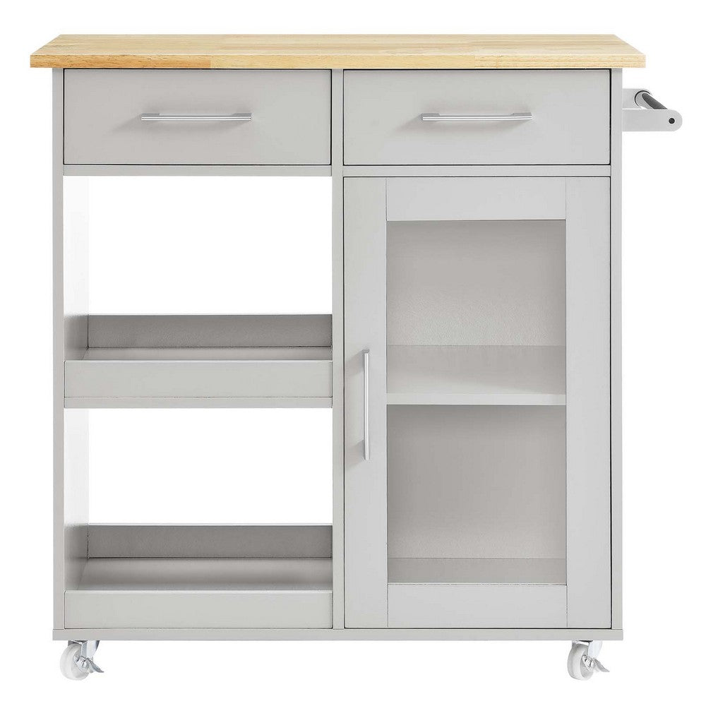 Culinary Kitchen Cart With Towel Bar by Modway| Gray