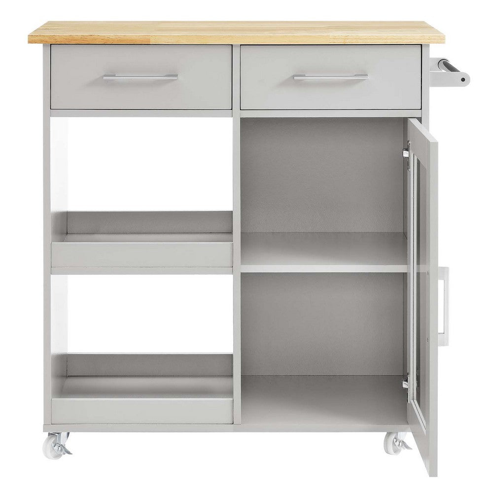 Culinary Kitchen Cart With Towel Bar by Modway| Gray