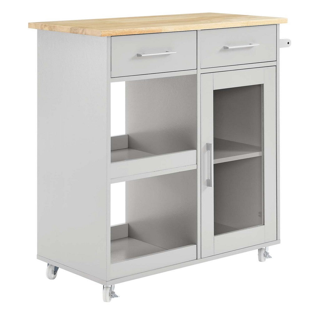Culinary Kitchen Cart With Towel Bar by Modway| Gray