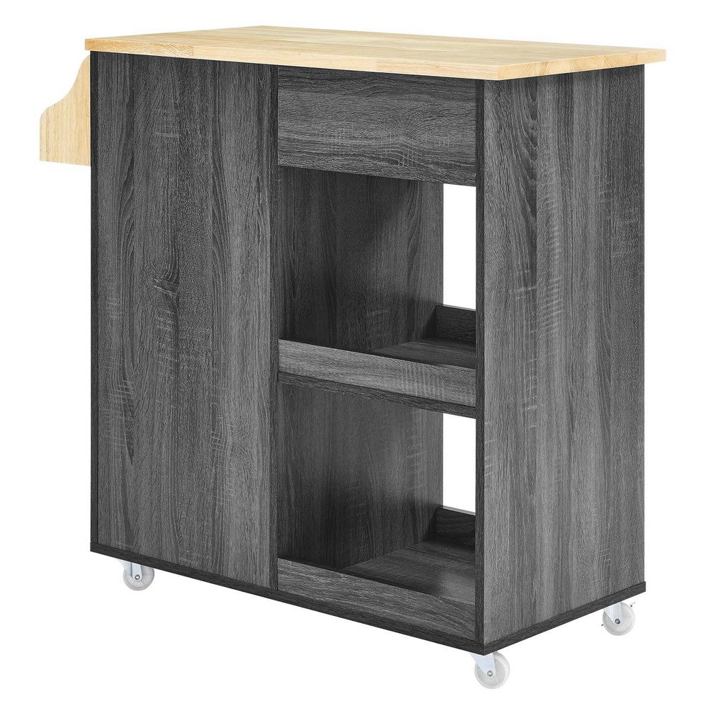 Culinary Kitchen Cart With Spice Rack by Modway| Brown