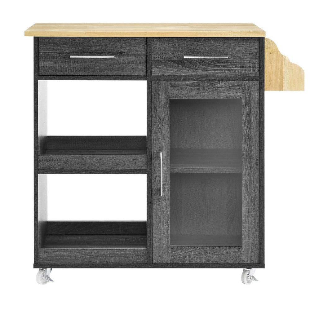 Culinary Kitchen Cart With Spice Rack by Modway| Brown