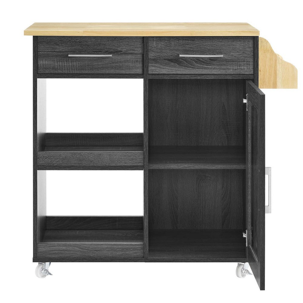Culinary Kitchen Cart With Spice Rack by Modway| Brown