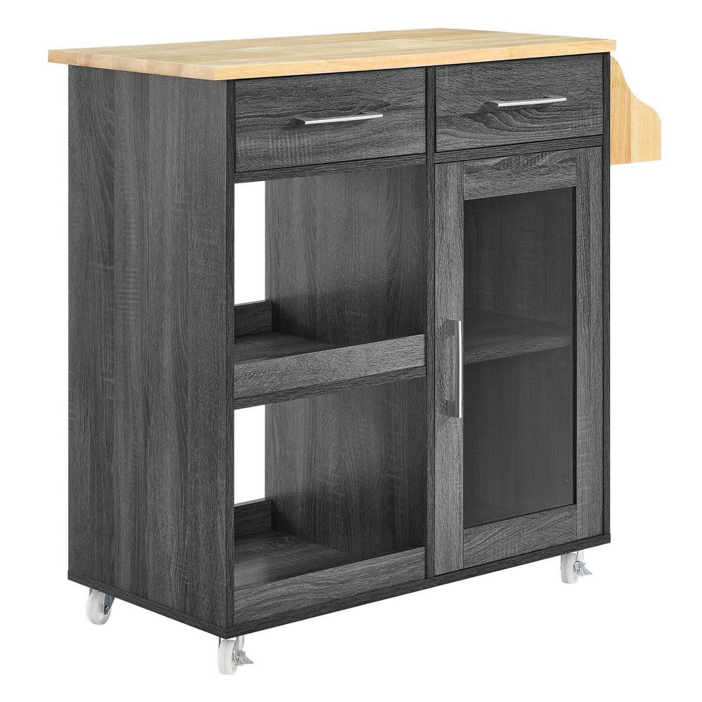 Culinary Kitchen Cart With Spice Rack by Modway| Brown