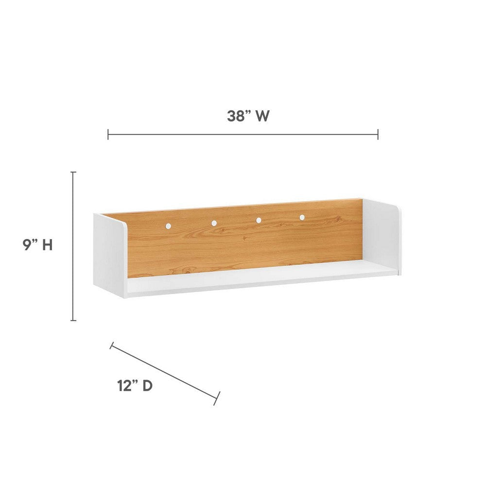 Modway Kinetic 38’’ Wall-Mount Home Office Desk Storage Cabinet and Shelf in White Natural MDY-EEI-6311-WHI-NAT