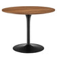 Modway Pursuit 40" Round Mid-Century Modern Pedestal Dining Table in Walnut Black