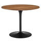 Modway Pursuit 40" Round Mid-Century Modern Pedestal Dining Table in Walnut Black