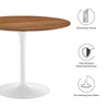 Modway Pursuit 40’’ Round Mid-Century Modern Pedestal Dining Table in Walnut White MDY-EEI-6313-WAL-WHI