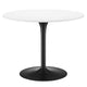 Modway Pursuit 40" Round Mid-Century Modern Pedestal Dining Table in White Black