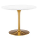 Modway Pursuit 40" Round Mid-Century Modern Pedestal Dining Table in White Gold