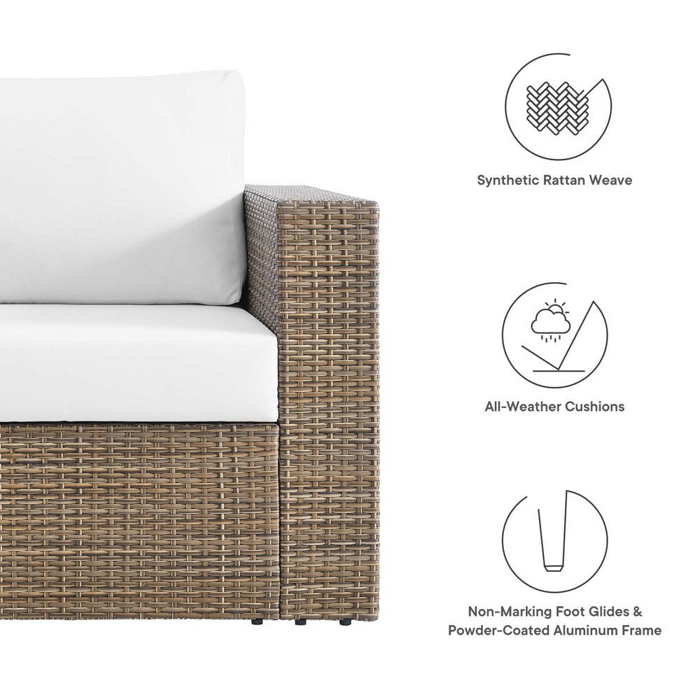 Modway Convene Wicker Rattan Outdoor Patio Lounge Accent Armchair in Cappuccino White MDY-EEI-6326-CAP-WHI