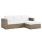 Modway Convene Wicker Rattan L-Shaped Outdoor Patio Sectional Sofa in Cappuccino White