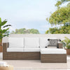 Modway Convene Wicker Rattan L-Shaped Outdoor Patio Sectional Sofa in Cappuccino White MDY-EEI-6329-CAP-WHI