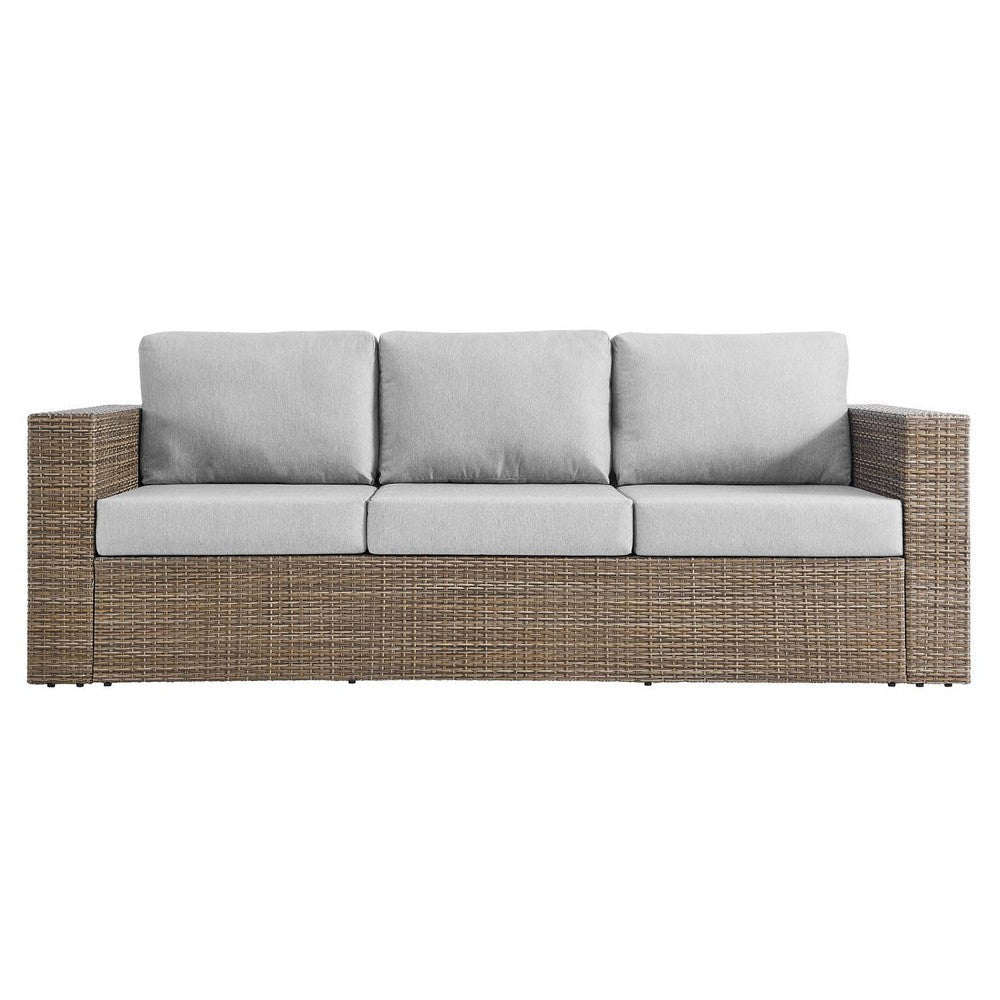 Modway Convene Wicker Rattan Outdoor Patio 2-Piece Sofa and Coffee Table Set in Cappuccino Gray MDY-EEI-6333-CAP-GRY