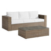 Modway Convene Wicker Rattan Outdoor Patio 2-Piece Sofa and Coffee Table Set in Cappuccino White