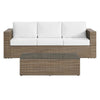 Modway Convene Wicker Rattan Outdoor Patio 2-Piece Sofa and Coffee Table Set in Cappuccino White MDY-EEI-6333-CAP-WHI