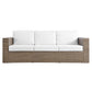 Modway Convene Wicker Rattan Outdoor Patio 2-Piece Sofa and Coffee Table Set in Cappuccino White MDY-EEI-6333-CAP-WHI