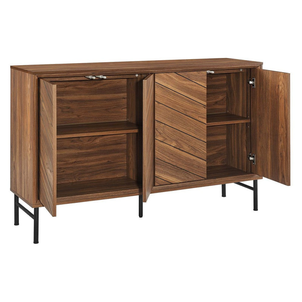 Modway Harper Modern Wood Grain Chevron Design Sideboard Storage Cabinet in Walnut MDY-EEI-6336-WAL