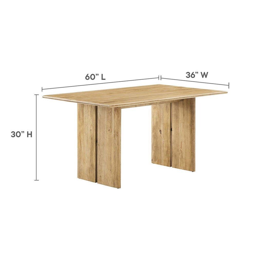 Modway Amistad Solid Wood Modern Farmhouse Rectangular Oak 60’’ Dining Table MDY-EEI-6338-OAK