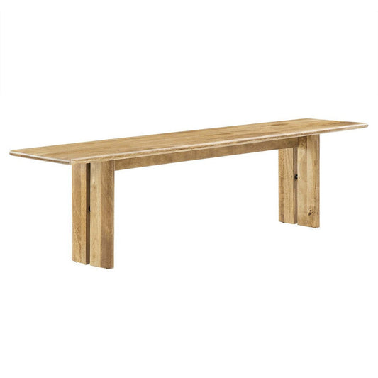 Modway Amistad 72" Solid Wood Modern Farmhouse Dining Bench in Oak