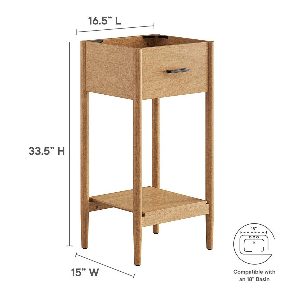 Modway Zaire 18” Mid-Century Bathroom Vanity Cabinet Washstand in Natural-Sink Basin Not Included 18 Inches MDY-EEI-6351-NAT