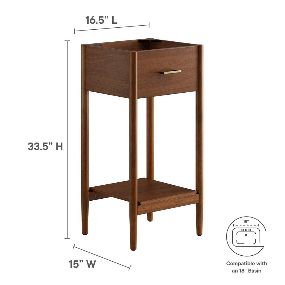 Modway Zaire 18” Mid-Century Bathroom Vanity Cabinet Washstand in Walnut-Sink Basin Not Included 18 Inches MDY-EEI-6351-WAL