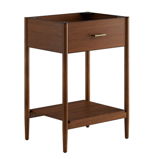 Modway Zaire 24” Mid-Century Bathroom Vanity Cabinet Washstand in Walnut-Sink Basin Not Included, 24 Inches