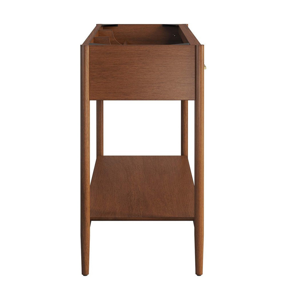 Modway Zaire 48” Mid-Century Single Compatible Bathroom Vanity Cabinet Washstand in Walnut-Sink Basin Not Included 48 Inches