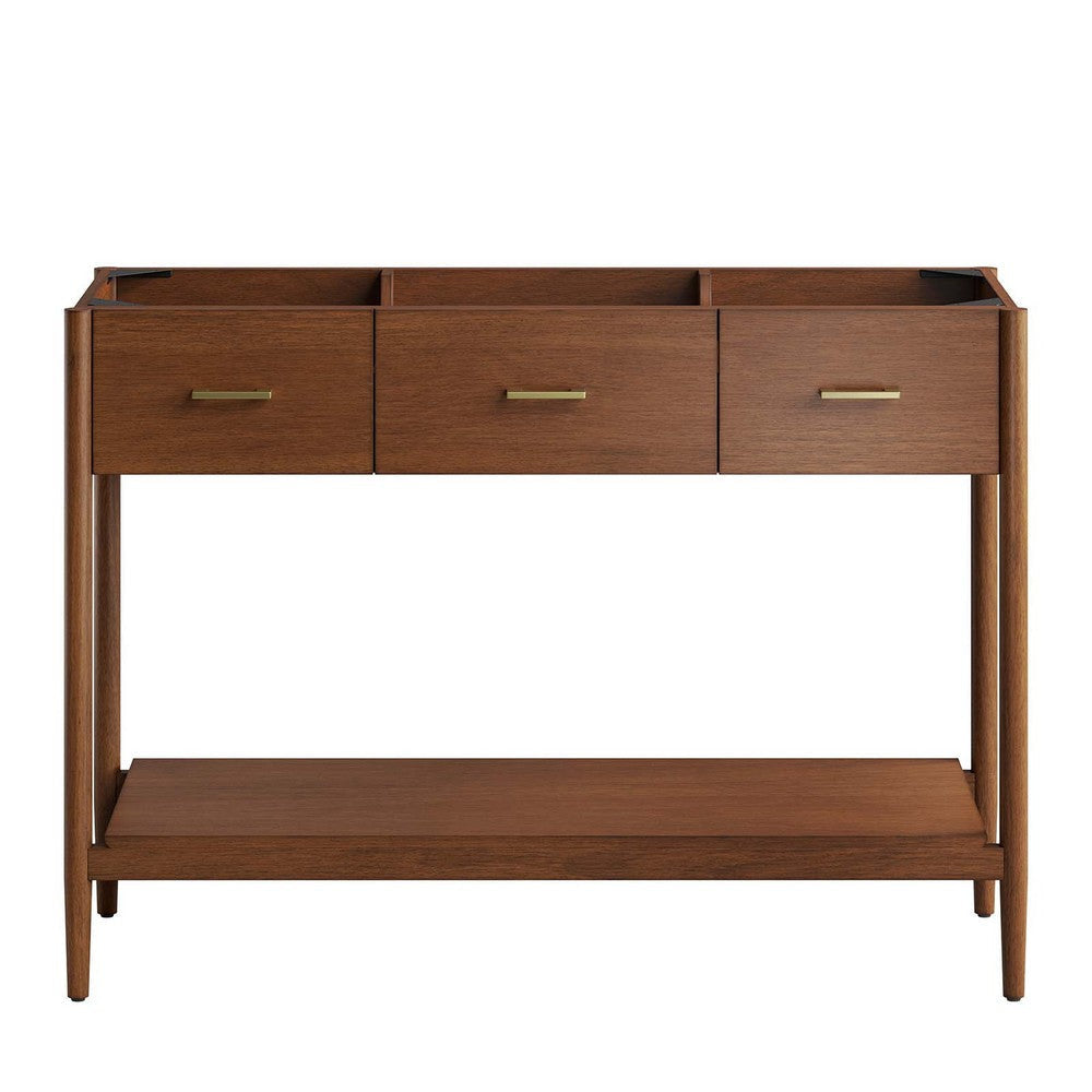 Modway Zaire 48” Mid-Century Single Compatible Bathroom Vanity Cabinet Washstand in Walnut-Sink Basin Not Included 48 Inches