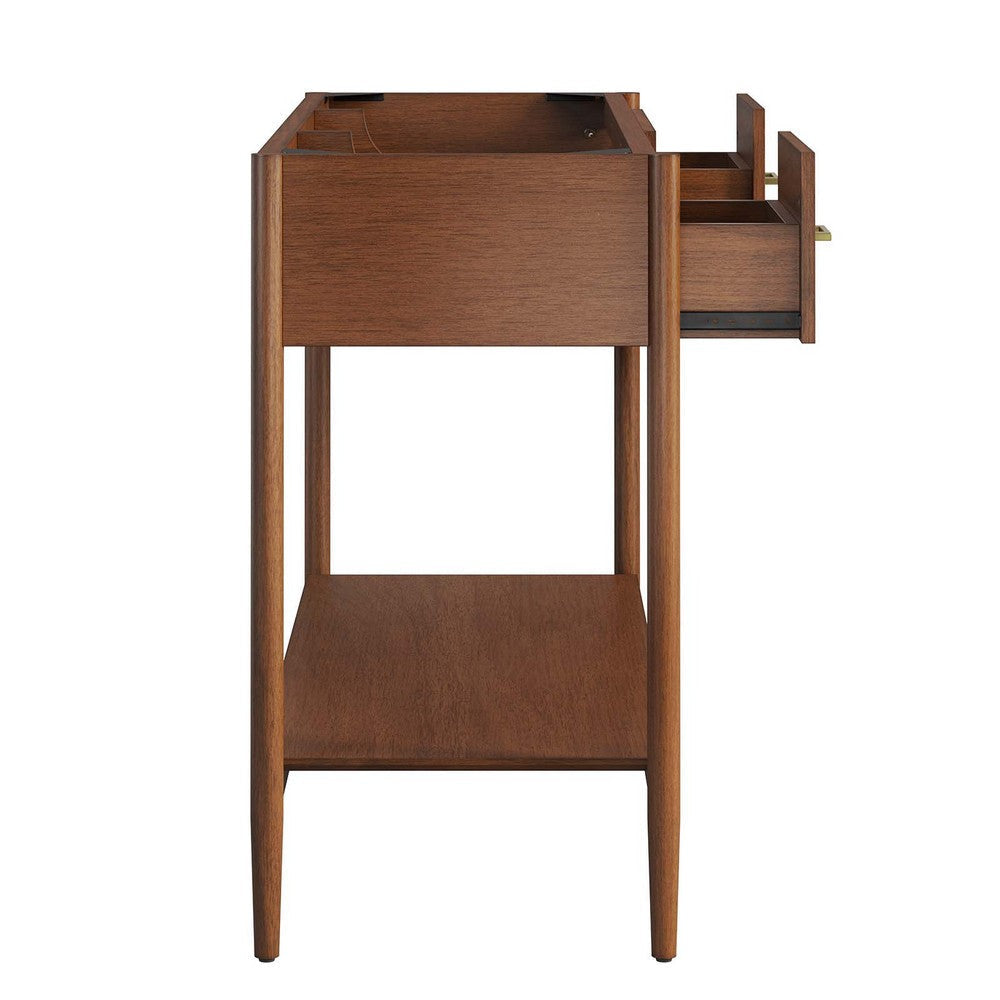 Modway Zaire 48” Mid-Century Single Compatible Bathroom Vanity Cabinet Washstand in Walnut-Sink Basin Not Included 48 Inches