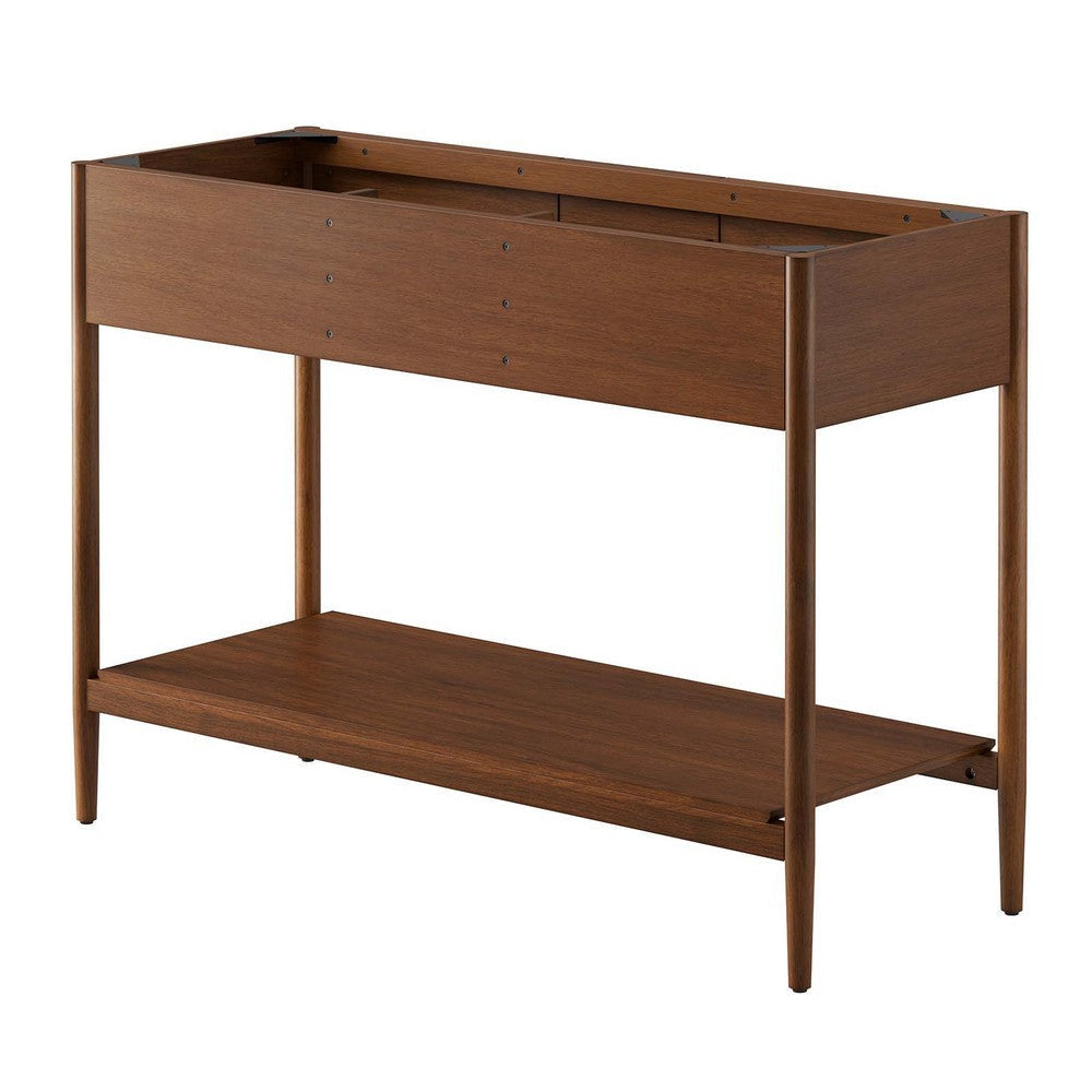 Modway Zaire 48” Mid-Century Double Compatible Bathroom Vanity Cabinet Washstand in Walnut-Sink Basin Not Included 48 Inches