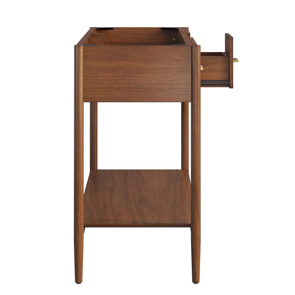 Modway Zaire 48” Mid-Century Double Compatible Bathroom Vanity Cabinet Washstand in Walnut-Sink Basin Not Included 48 Inches