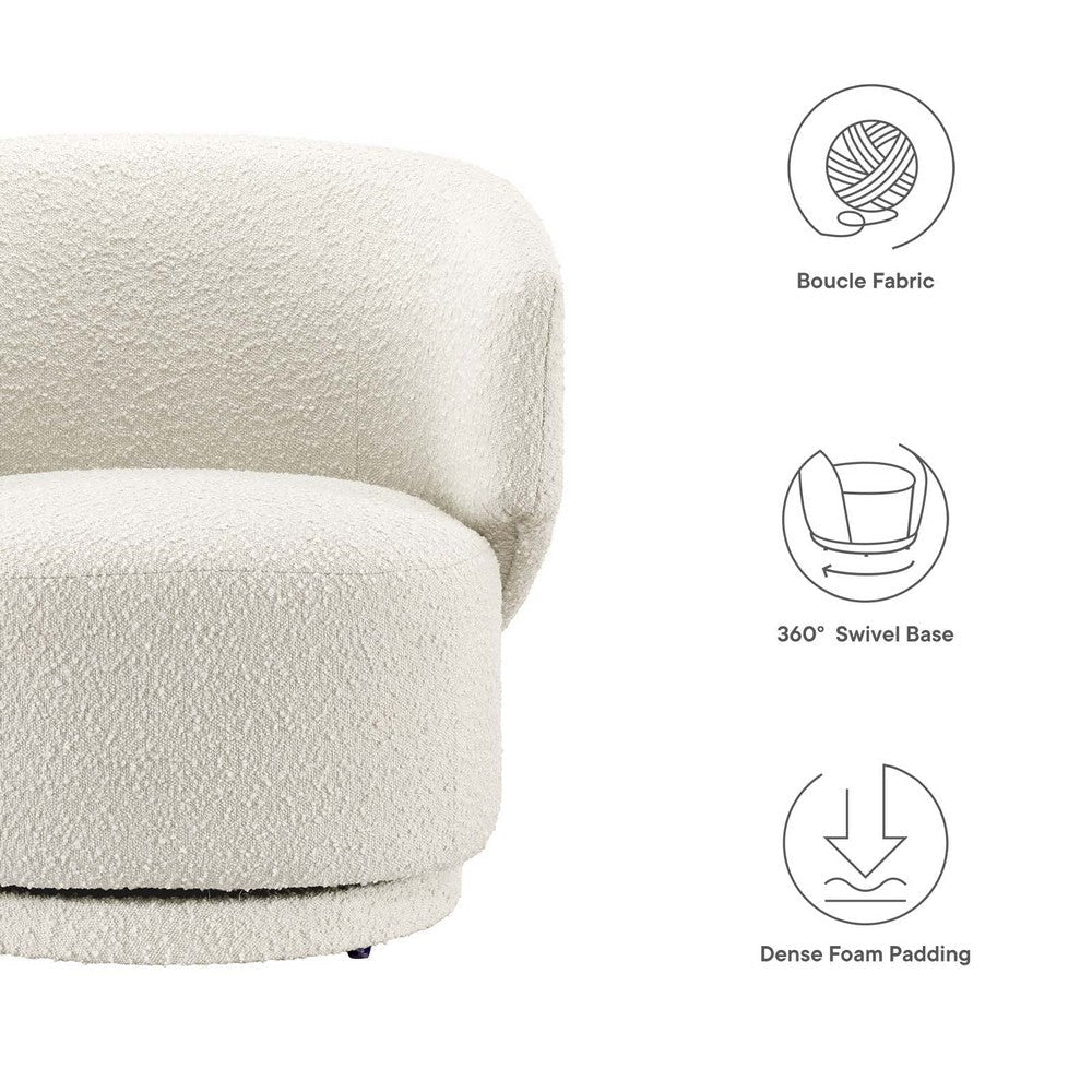 Modway Celestia Boucle Fabric Accent Swivel Chair in Ivory MDY-EEI-6357-IVO