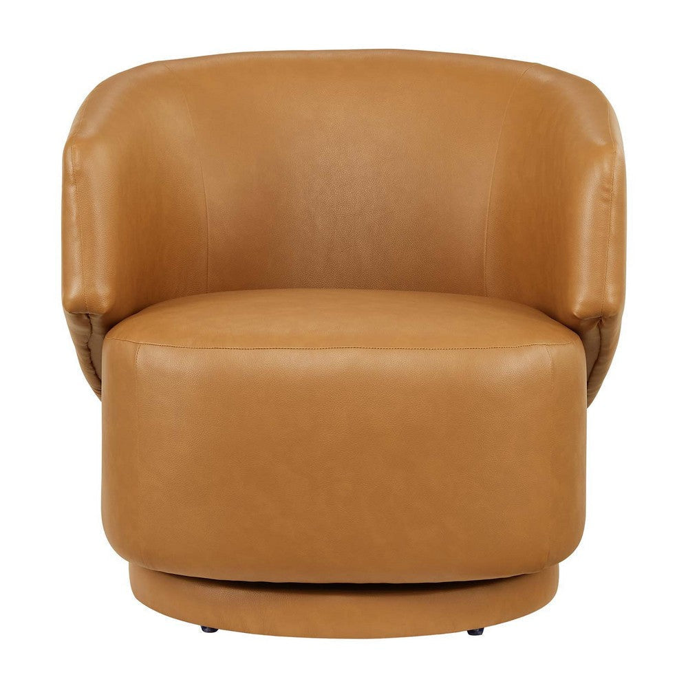 Celestia Vegan Leather Fabric and Wood Swivel Chair - No Shipping Charges MDY-EEI-6358-TAN