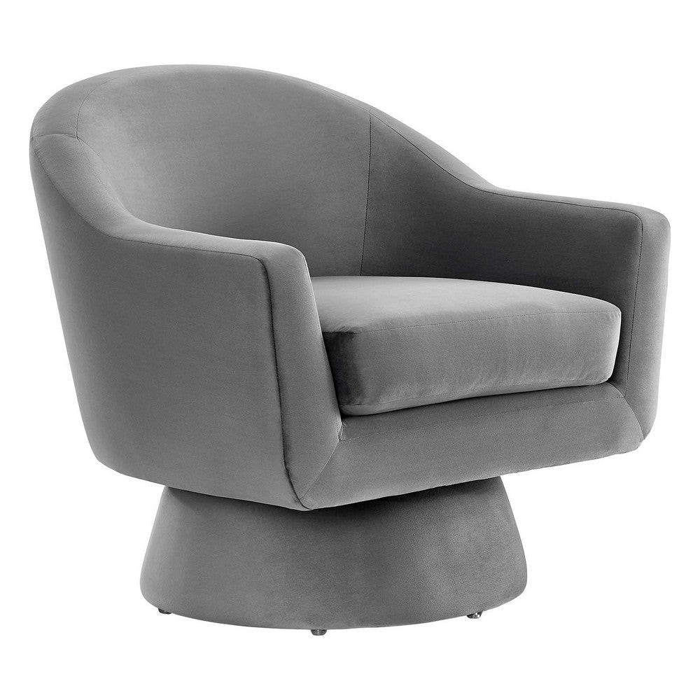 Astral Performance Velvet Fabric and Wood Swivel Chair  - No Shipping Charges