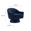 Astral Performance Velvet Fabric and Wood Swivel Chair - No Shipping Charges