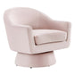 Astral Performance Velvet Fabric and Wood Swivel Chair  - No Shipping Charges