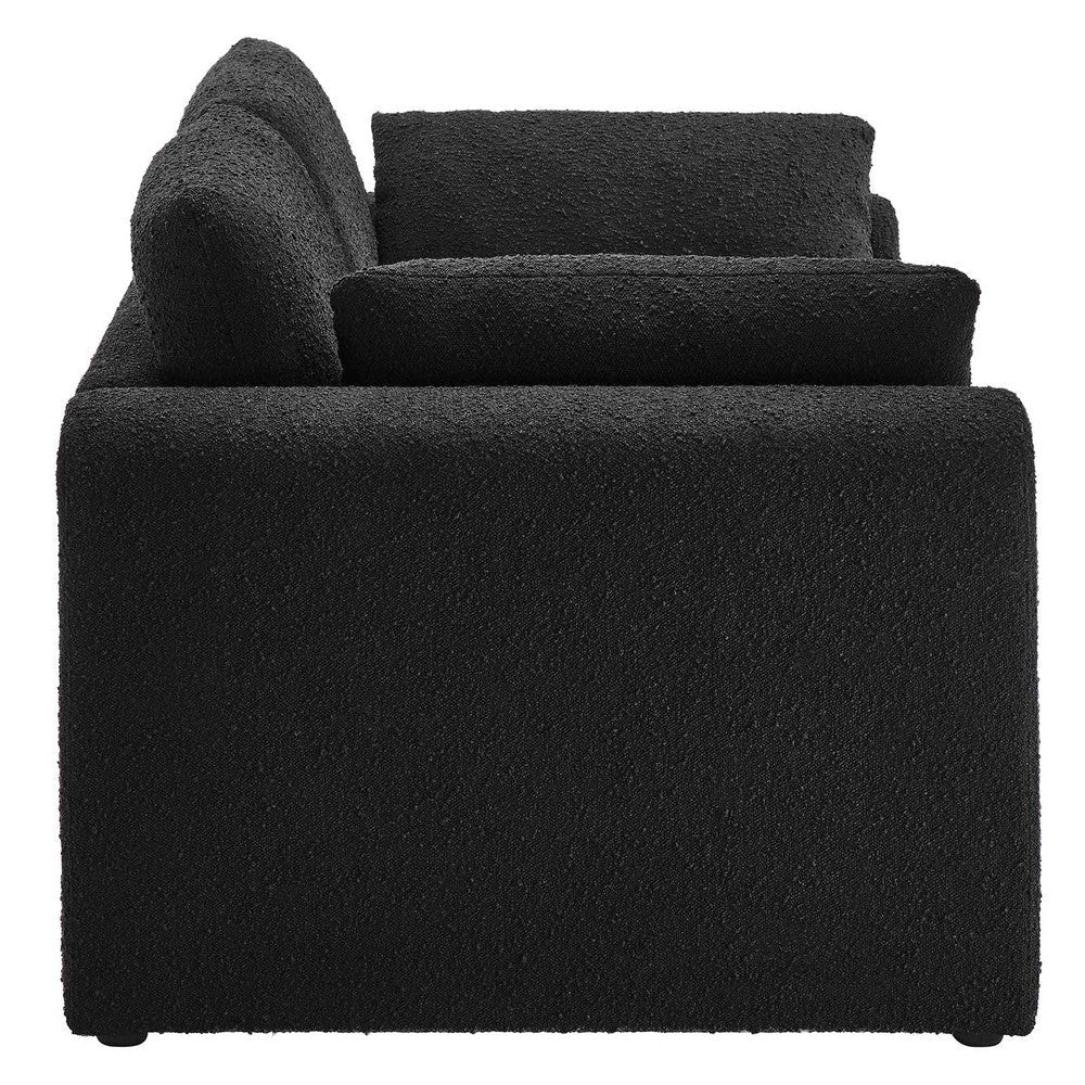 Modway Waverly Boucle Fabric Sofa in Black-Unique Wavy Design MDY-EEI-6381-BLK