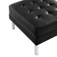 Modway Loft Tufted Vegan Leather Upholstered Living Room 2-Piece Armchair and Ottoman Set in Silver Black MDY-EEI-6409-SLV-BLK-SET