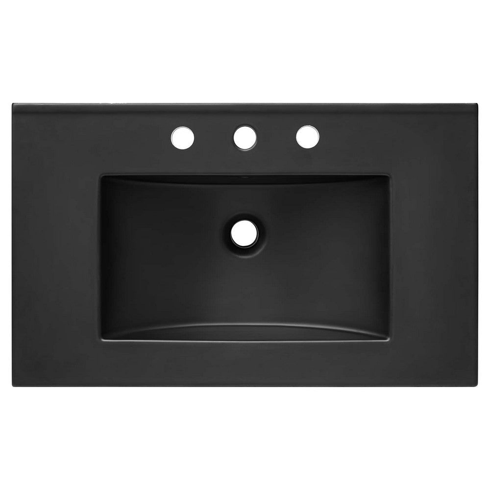 Modway Steamforge 30’’ Industrial Modern Bathroom Vanity Black with Ceramic Sink Basin MDY-EEI-6416-BLK-BLK