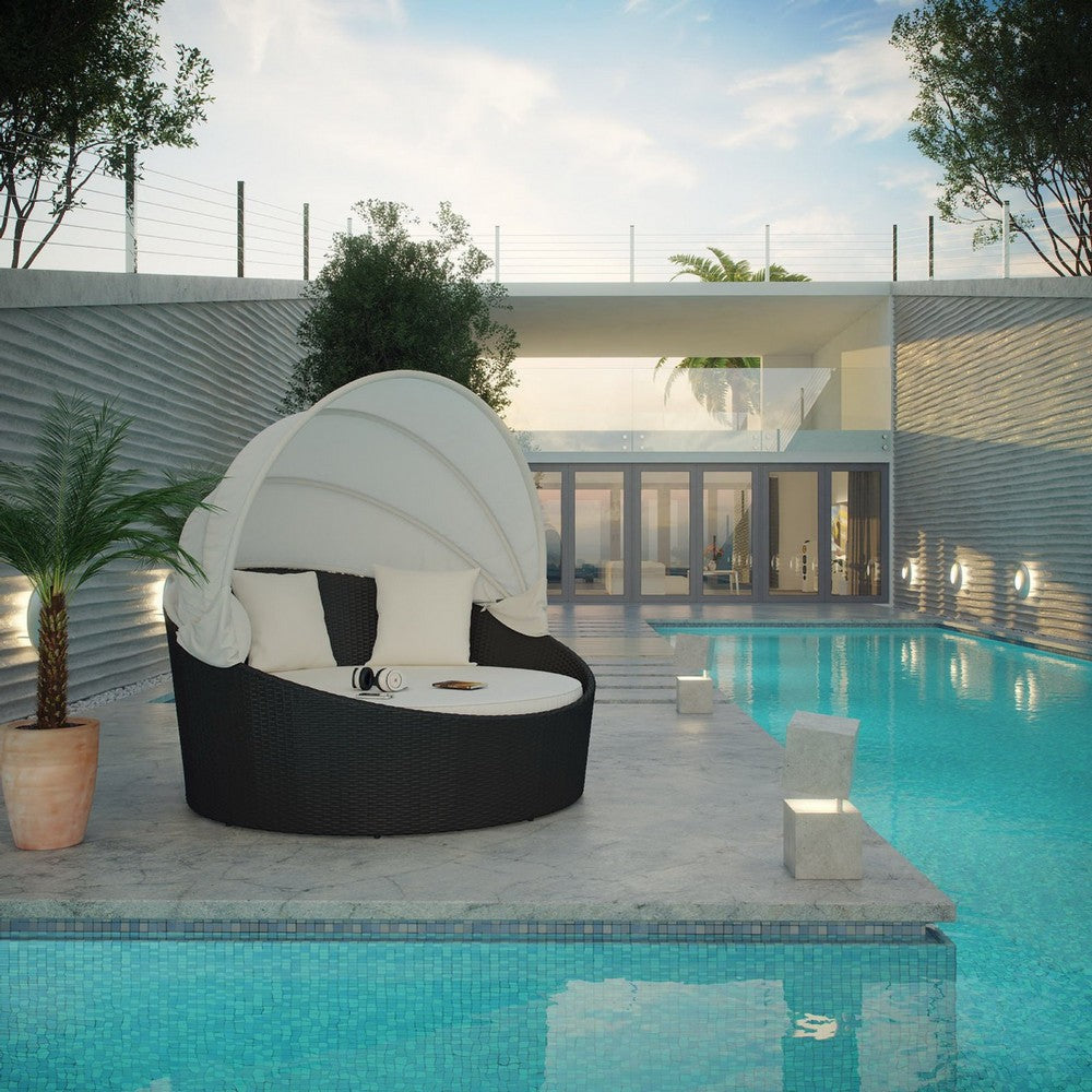 Modway Siesta Canopy Outdoor Patio Daybed Espresso White MDY-EEI-642-EXP-WHI